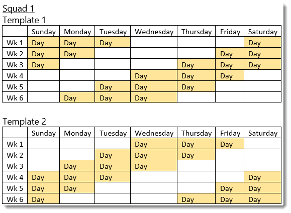 12 Hour Police Schedule Template